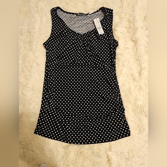 NY&C 7th Ave Dressy Ruched Tank Top Shirt Polka Dot NWT Black Bundle of 2 Sz S - Picture 5 of 14